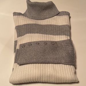 Talbot’s Ribbed Lurex Button Cuff Turtleneck